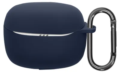 Produktbild von kwmobile Schutzhülle für JBL Tune Beam 2 Hülle - TPU Silikon Case für Kopfhörer Ladecase - stoßfestes Cover mit Karabiner - Dunkelblau