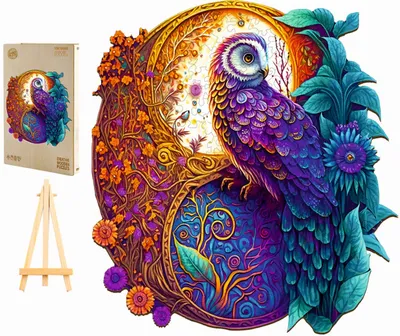 Produktbild von Pasjo24 Holzpuzzle 300 Teile Mandala Eulen Holzbox