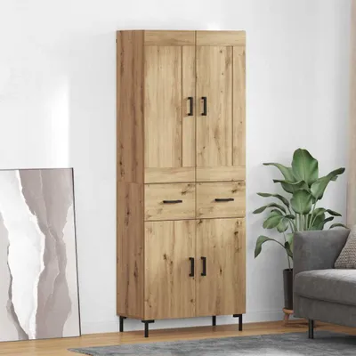 Image de vidaXL Meuble haut, 2 pièces, imitation chêne artisanal, 69,5 x 34 x 180 cm, panneaux de particules