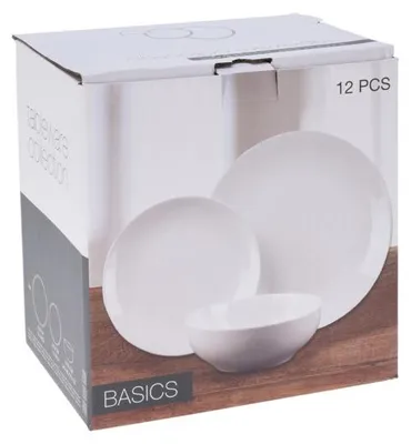Obrázek produktu pro Vynikající sada nádobí pro domácnost, porcelán, 12 kusů, bílá