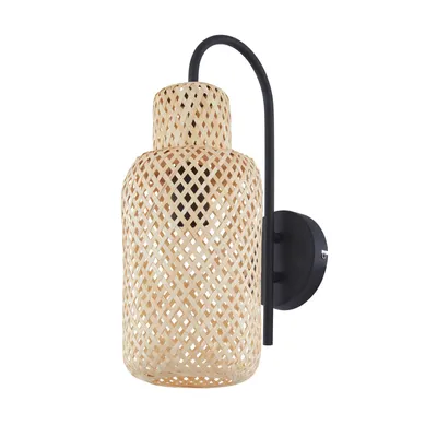Produktbild von Lindby Wandleuchte Venora, Höhe 43 cm, schwarz, Holz, Bambus
