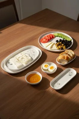 Produktbild von Hermia Concept, Frühstücksset (29 Teile) aus 100% Porzellan, Mikrowellen- & Spülmaschinenfest