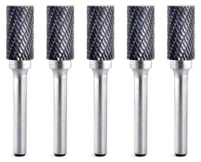 Produktbild von Zylinderförmige Hartmetallfrässtifte mit Doppelschnitt, 5 Stück (1,27 cm Fräserdurchmesser x 2,5 cm Fräserlänge, 1/4 Zoll Schaftdurchmesser)