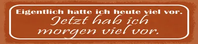 Produktbild von vianmo Holzschild 10x46 cm Eigentlich hatte ich heute viel vor