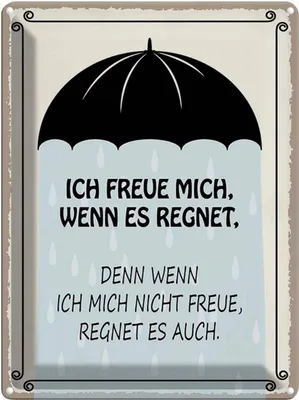 Produktbild von vianmo Blechschild 40x30 cm ich freue mich wenn es regnet Spruch Zitat