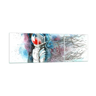 Produktbild von Bilder auf glas - Astronaut Universum Astronomie Entdecker - 90x30cm - Glasbilder - Wandbilder - Kunstdruck - Wanddekoration aus Glas - Glas Bilder - Wandbild auf Glas - GCA90x30-2993