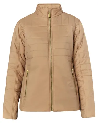 Produktbild von Leichte Damen Jacke beige XS mit Stehkragen, Reißverschluss, dezenter Steppung und tailliertem Schnitt