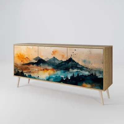 Produktbild von Spacerebels Kommode mit 3 Türen - Sideboard Komodenschrank - Highboard - Kleiderschrank Möbel - Wohnzimmer Schlafzimmer - 57,5×111×42 (HxBxT)