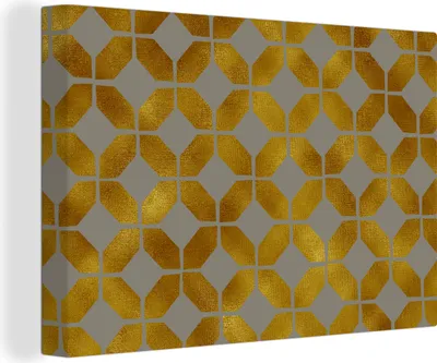 Produktbild von OneMillionCanvasses® - Leinwandbilder - 150x100 cm, Muster - Gold - Figur - Grau, Wandbilder Kunstdruck Wanddekoration