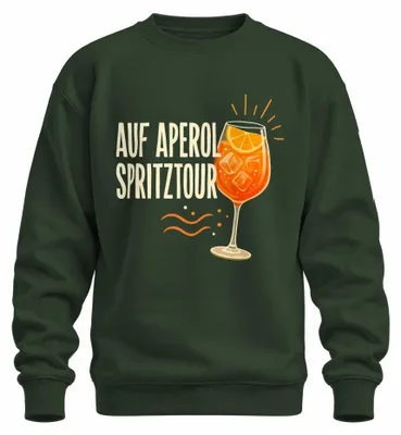 Imagen del producto de Camiseta de manga larga o sudadera con estampado de "Aperol Spritz", ideal para el verano, despedidas de soltera, aperitivos y con motivos de Prosecco. Color verde botella, talla XXL