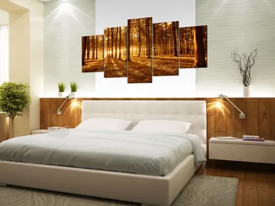 Image de Tableau acoustique Forêt Nature 200 x 100 cm Tableaux Mousse acoustique Absorbeur acoustique haute performance Isolation acoustique Toile 5 pièces Tableau mural Acoustique intérieure Isolation acoustique b-B-0027-b-p