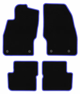 Zdjęcie produktu dla Dywaniki samochodowe welurowe CARLUX-BLUE do: Opel Corsa E (2015-2020, hatchback) czarne z niebieskim obszyciem, z mocowaniami