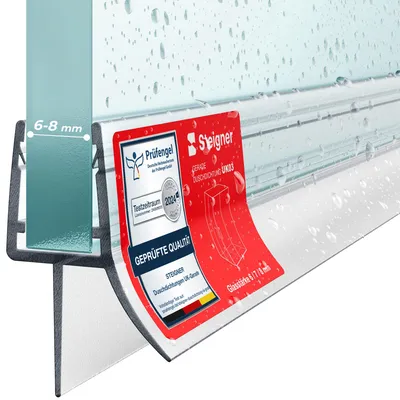 Produktbild von STEIGNER Duschdichtung UK03 80 cm (1 Stk.) Transparent - Dichtung gerade für Eckeinstieg Dusche oder Fünfeckdusche mit Duschtür 6-8 mm - Schutz gegen Auslaufen, Perfekte Passform, Einfache Montage