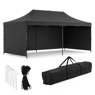 Productafbeelding van Partytent - 600x300x310xcm - Hoogte Verstelbaar - PVC - Polyester - Harmonica- Frame - Zwart