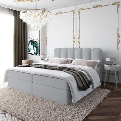 Produktbild von Boxspringbett NANDO ohne Topper Bett mit Bettkästen Polsterbett, Bettgestell, Doppelbett, Stauraum, Schlafzimmer (140x200, Grau - Fredo 35)