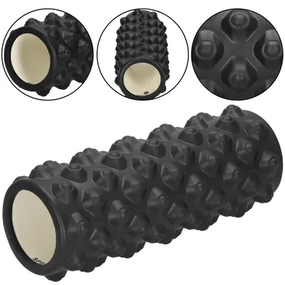 Obrázek produktu pro Roller na masáž (pěnový válec) | Masážní válec | Masáž triggerových bodů | Fitness | Střední tvrdost | 33 x 10,5 cm | Černá barva, productTiles.product.images.aiGenerated