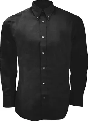 Produktbild von Kustom Kit Premium Oxford Herren Hemd, Langarm BC1444 (Kragenweite 37cm) (Schwarz)