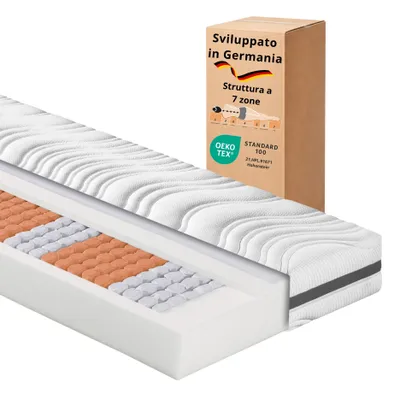 Immagine prodotto di materasso a molle ergonomico a 7 zone con topper in schiuma fredda, 140 x 200 cm, 18 cm, H4, sleepling Comfort 130