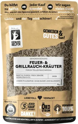 Produktbild von Feuer- & Grillrauchkräuter Gewürzmischung, gerebelt, BBQ-Gewürz zum Räuchern von Grillfleisch, Feuerkräuter für den Grill oder Smoker, 10 x 100g