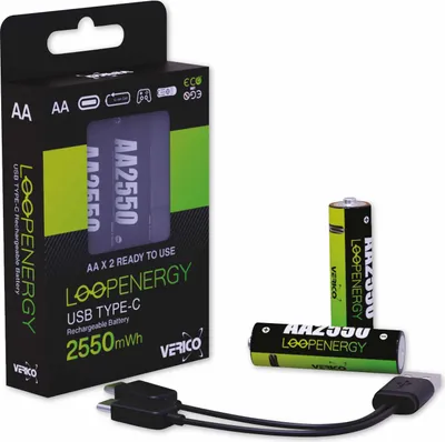 Image de Verico LoopEnergy Li-Ion Akku AA2550, USB-C, 2er Pack retail
