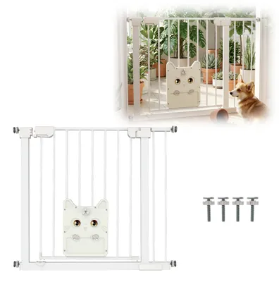 Produktbild von JOIEYOU Treppenschutzgitter ohne Bohren, Türschutzgitter mit Haustier-Schiebetür, Einhandbedienung, Baby Türgitter für Treppe Tür Flur, Weiß, 85–95cm