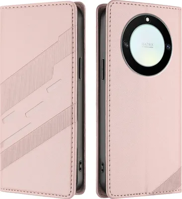 Produktbild von Hülle für Honor X9A/Honor Magic 5 Lite, Kunstleder Brieftaschen Handyhülle mit Kartenfach und Standfunktion Pink