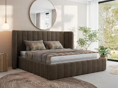 Produktbild von MKS Meble Premium Polsterbett GOLETTA CLASSIC mit Bettkasten & Stauraum 160 x 200 cm, Gasdruckfedern, Inkl. Lattenrost, Modernes Design Ehebett, Pocket Matratze - VIRE LUX - Braun Velvet