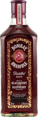 A bottle of Bombay Bramble Distilled Gin with a Blackberry & Raspberry Infusion.