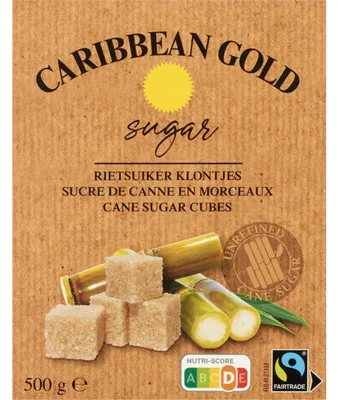 Obrázek produktu pro Caribbean Gold Rietsuikerklontjes 500g – Přírodní kostkový třtinový cukr pro slazení čaje a kávy
