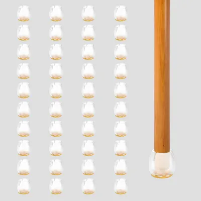 Produktbild von Intirilife 40er-Set Stuhlfußkappen Tischbeinabdeckungen in Transparent - Braun für 12 - 16 mm breite Stuhlbeine - Zum Schutz von Möbeln Fußboden und Oberflächen