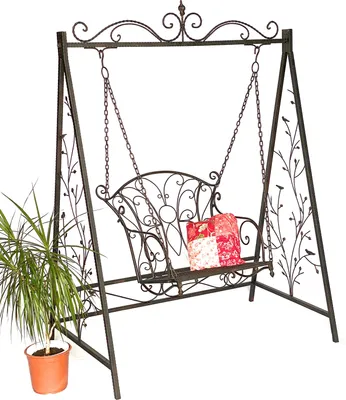 Zdjęcie produktu dla DanDiBo Hollywood Swing Metalowa antyczna huśtawka ogrodowa 18811+1868 Wiszące krzesło Wiszące krzesło z ramą Huśtawka ogrodowa z kutego żelaza
