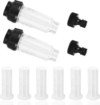 Produktbild von Wasserfilter-Set für Gartenschläuche, 2 Stück, 3/4 Zoll, Vorfilter mit 6 Filterelementen und Schnellanschluss für Gartenbewässerung und Hochdruckreiniger