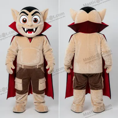 Image de Mascotte MASTICOT vampire effrayante beige