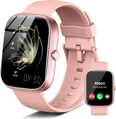 Produktbild von Smartwatch Damen Herren mit Telefonfunktion Smart Watch mit Schlafmonitor SpO2 Herzfrequenz Uhr 110+ Sportmodi IP68 Wasserdicht für Android iOS Pink
