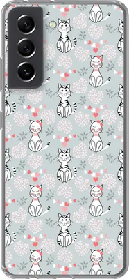 Produktbild von MuchoWow® Handyhülle Schutzhülle Hülle für Telefoonhoesje Samsung Galaxy S21 FE Muster - Katze - Herz - Mädchen - Kinder - Mädchen Silikon Softcase Handy Hülle - Mobiltelefonhülle