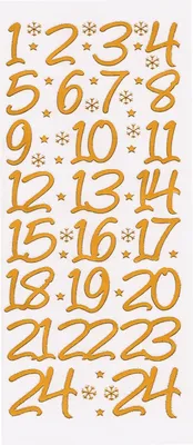 Produktbild von Reliefsticker "Große Adventszahlen", 10 x 23 cm Gold