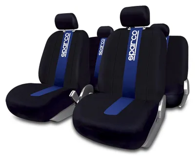 Imagen del producto de Funda para asiento de coche SPARCO Classic, juego de fundas para los asientos delanteros y traseros, de poliéster, en color azul y