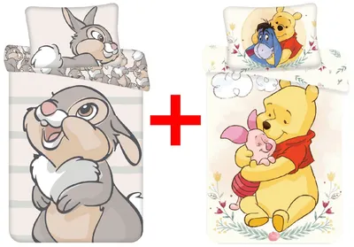 Produktbild von Disney Klopfer Bambi und Winnie Puuh Kinderbettwäsche 100x135 cm, 2er-Set