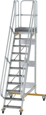 Produktbild von Günzburger Steigtechnik Plattformtreppe 60° fahrbar Stufenbreite 0,6 m 11 Stufen - 600711