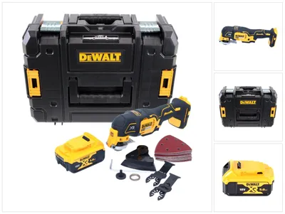 Obrázek produktu pro Akumulátorové kmitací multifunkční nářadí DeWalt DCS 355 NT 18 V bezkartáčové + 1x akumulátor 5,0 Ah + příslušenství + TSTAK - bez nabíječky
