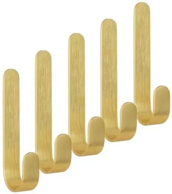 Produktbild von Kleine Messinghaken, selbstklebend, 5 Stück, ideal für Bad, Küche