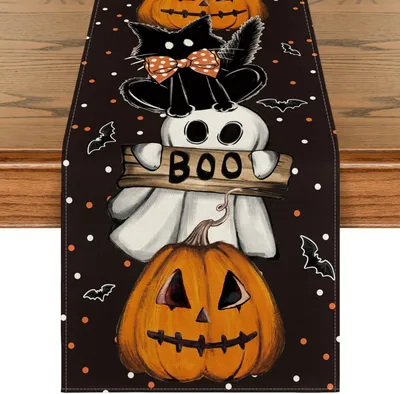 Obrázok produktu pre Stolový behúň na halloweenskú výzdobu s farebným motívom, 40 x 100 cm