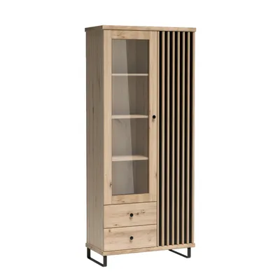 Produktbild von Vitrine mit 2 Türen und Glasfront, mit Metallbeinen ohne LED-Beleuchtung CAYA C-2, Artisan