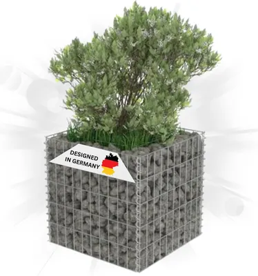 Produktbild von DELUKE® Gabionen Hochbeet ROON aus Stahl | 50×50×50cm | Steinkorb Gabionengitter Ziergabione Steingabione Drahtkorb befüllbar