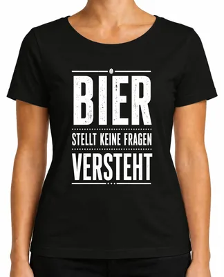 Imagen del producto de Bier: No hace preguntas. Es divertido. Para beber. Cerveza. Camiseta para mujer, negra, talla 3XL