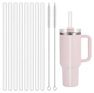 Produktbild von Glas-Strohhalme - Wiederverwendbar für 40oz Becher - 31 cm Länge - 8 Stück