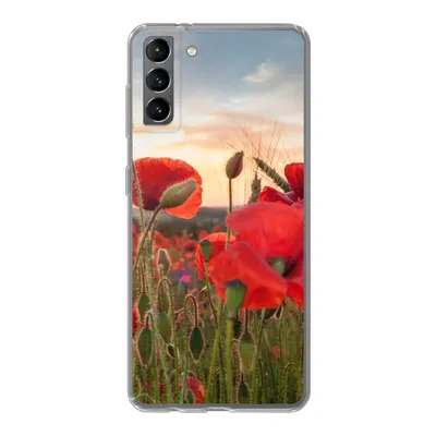 Produktbild von MuchoWow® Handyhülle Schutzhülle Hülle für Samsung Galaxy S21 Plus Sonnenuntergang hinter den schönen Mohnblumen Silikon Softcase Handy Hülle - Handy-Tasche