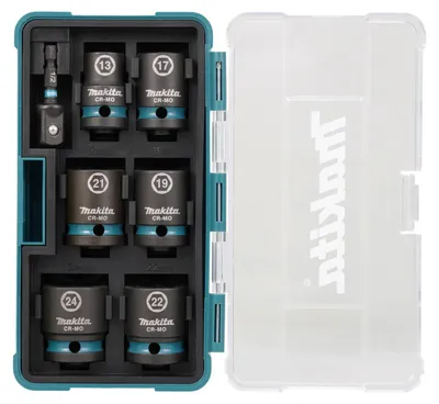Image de Coffret de 6 douilles MAKITA IMPACT BLACK + Adaptateur HEXA 1/4''E-16592
