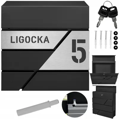 Zdjęcie produktu dla Antracytowa Skrzynka Pocztowa Modern Na Listy Z Laminatem Duża Adres