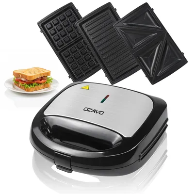 Immagine prodotto di Gotoll Tostapane Multifunzione 3 in 1 GLHS120N,750 W,Piastre per waffle, panini e griglia, removibili